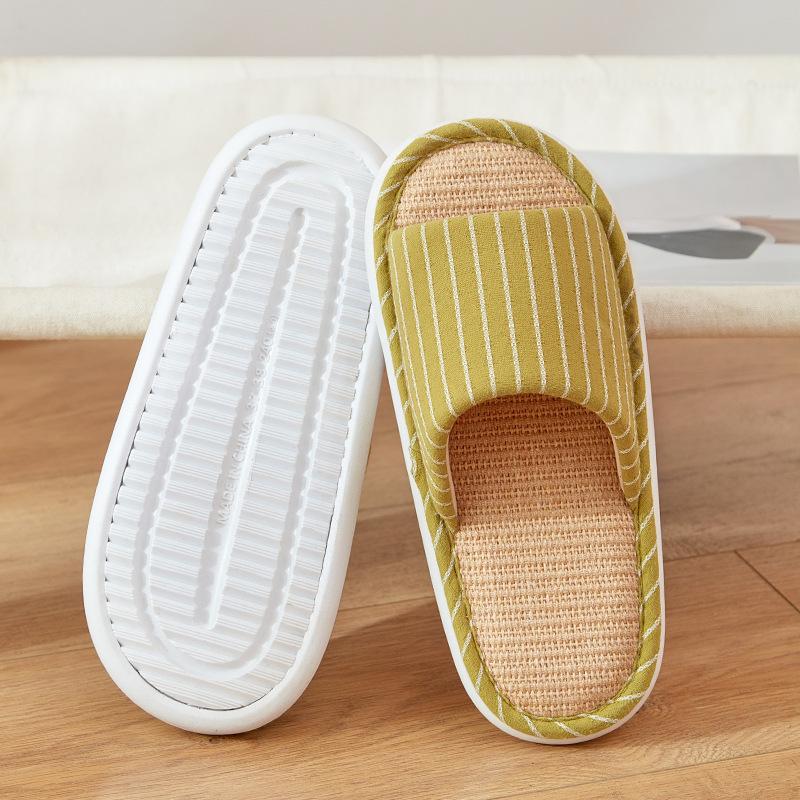 Spring linen slippers women's indoor home spring and autumn floor sweat-absorbing cotton and linen four-season cloth slippers household men