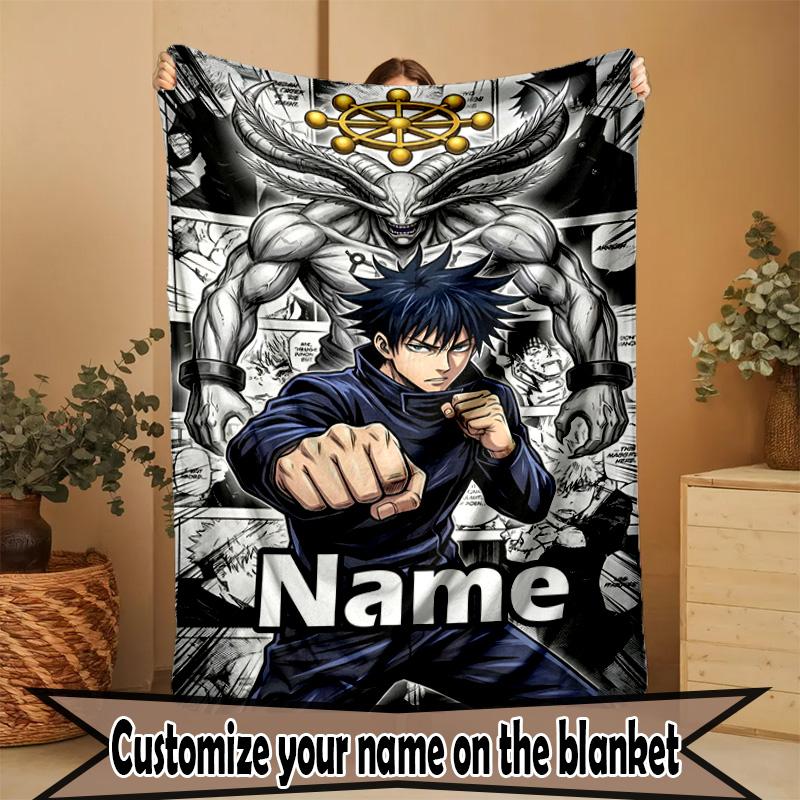 Custom Name Personalized Jujutsu Kaisen Print Blanket, Home Decor, Bedroom, Sofa, Camping, Couch, Gifts for Birthday ChristmasEnthusiasts