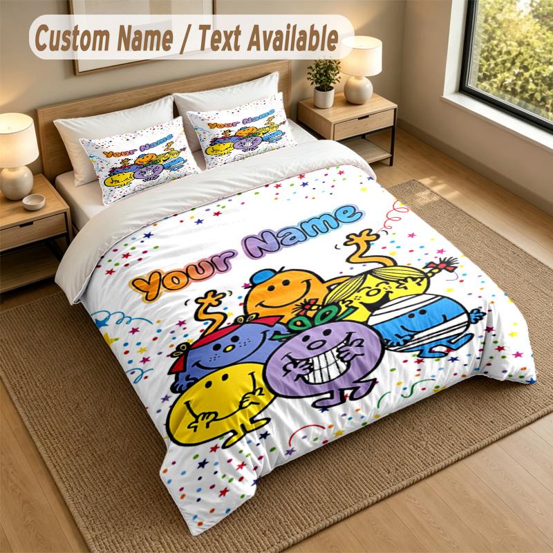 Individuelle Namens-Text Bettwäsche 3-teiliges Set, Herr. Herren & Little Miss 1 Bettbezug 2 Kissenbezüge Weiche Bettwäsche Als Geschenk