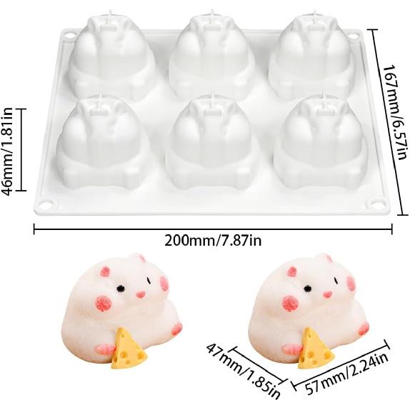 Mostsom 3D Hamster Shape Silicone Mold Cake Baking Molds for Dessert Cake Mousse Heart Shape Molds for Making Handmade Soap Making Chocolate Mould
