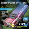 Bicycle Light Digital Battery Indicator Usb Rechargeable Bike Light Set With 1 Flashlight W Bike Light Strap + Type-C Charging