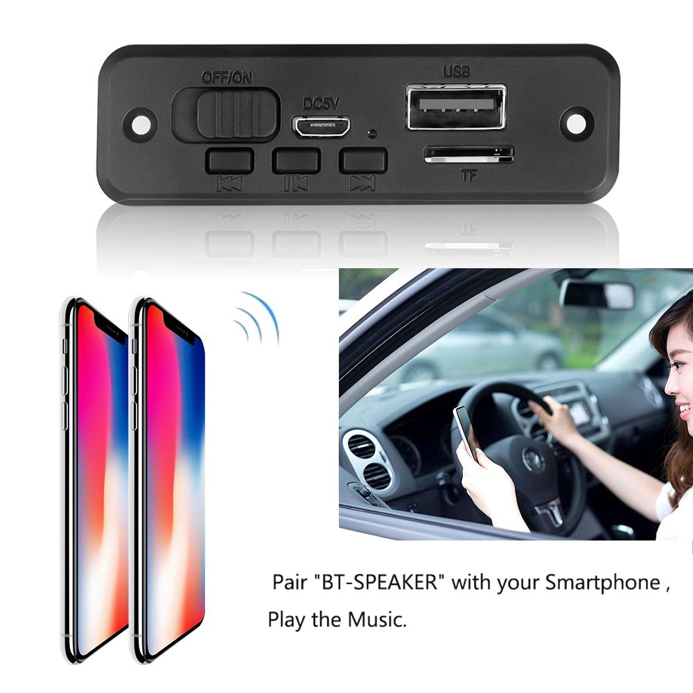 2x3W Decoder Board 5V Bluetooth 5.0 MP3 Player Car Handsfree Call Wireless FM Radio Module TF AUX MP3 WMA WAV FLAC APE