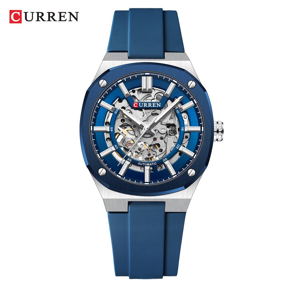 

CURREN 8485 Minimalist Skeleton Mechanical Men s Rubber Strap Wristwatch