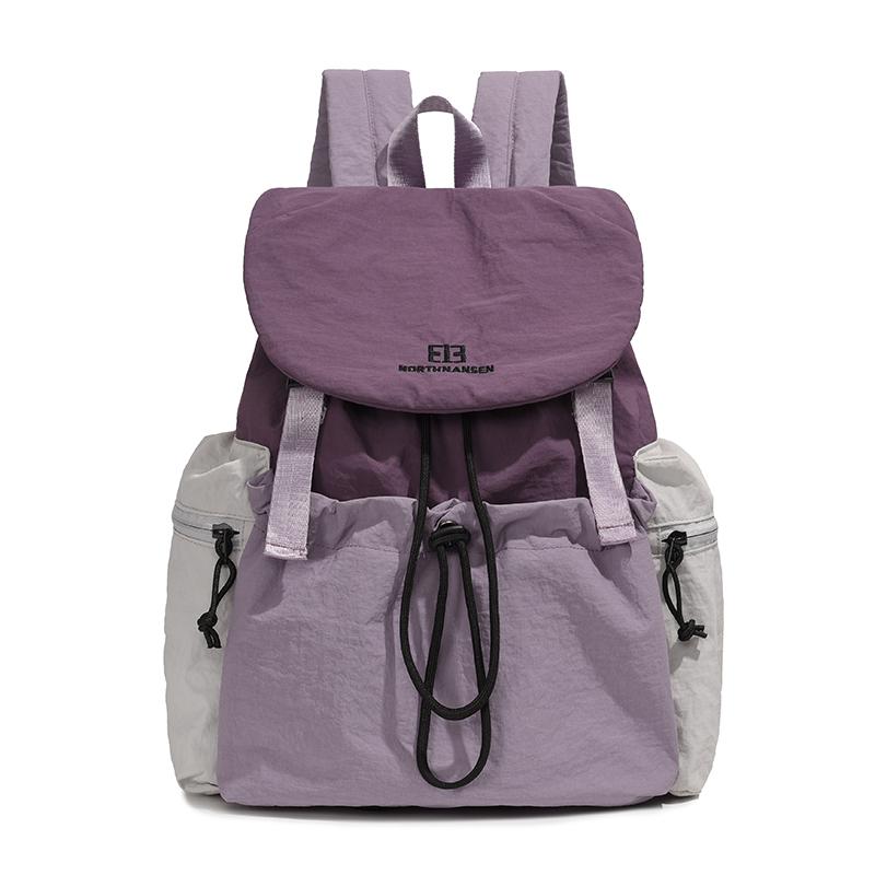 

Большой вместительный дорожный рюкзак для женщин, легкий рюкзак с завязками, цветной школьный рюкзак для школьников фиолетовый