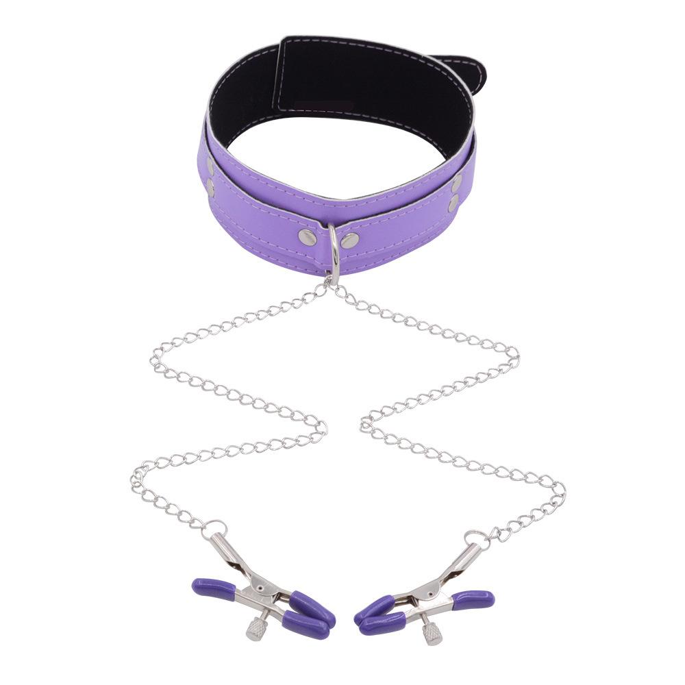 Sexy Leder Choker Halsband mit Nippelklemmen Kette Sklavenfessel Fetisch Sexy Sexspielzeug Paare Erwachsenenspiele