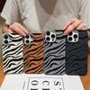 Zebra-Print Shockproof Soft Case For iPhone 16 Pro Max 15 Pro 14 Plus 13 12 11 Lens Protection Matte Leather Texture TPU Slim Phone Cover