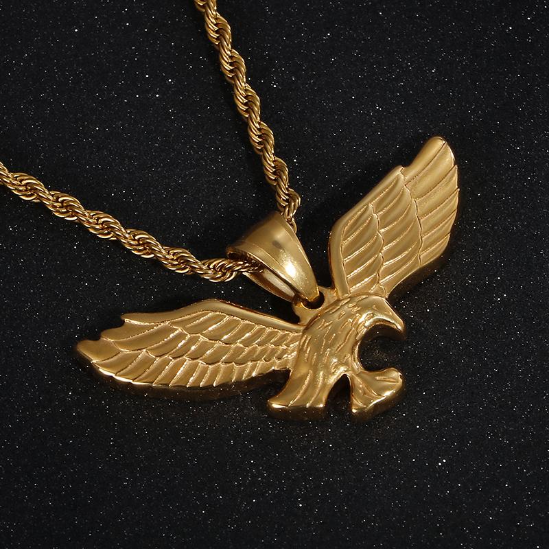 Kalen Fashion Stainless Steel Eagle Pendant Necklace for Men with Wing Link Chain Choker Design - Trendy Animal Themed Jewelry