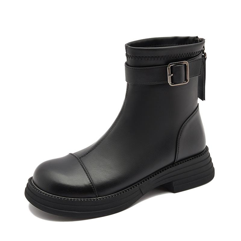 

Upgraded version! Korean version of elastic platform short boots for women 2025 new British style Martin boots rear zipper thin boots for women 35