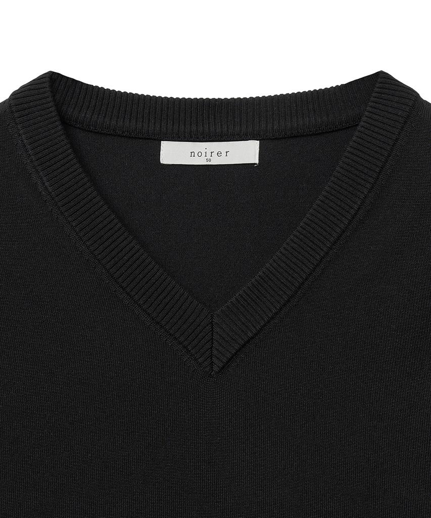 NOIRER Silky V-Neck Knit (Black)