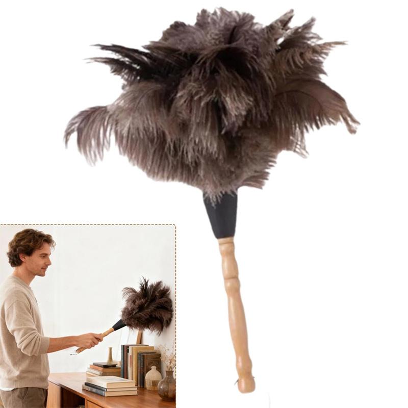 Feather Duster Wooden Handle Duster Anti-static Dust Removal Dusters Ostrich Duster Feather Fur Brush For Home Cleaning Tools
