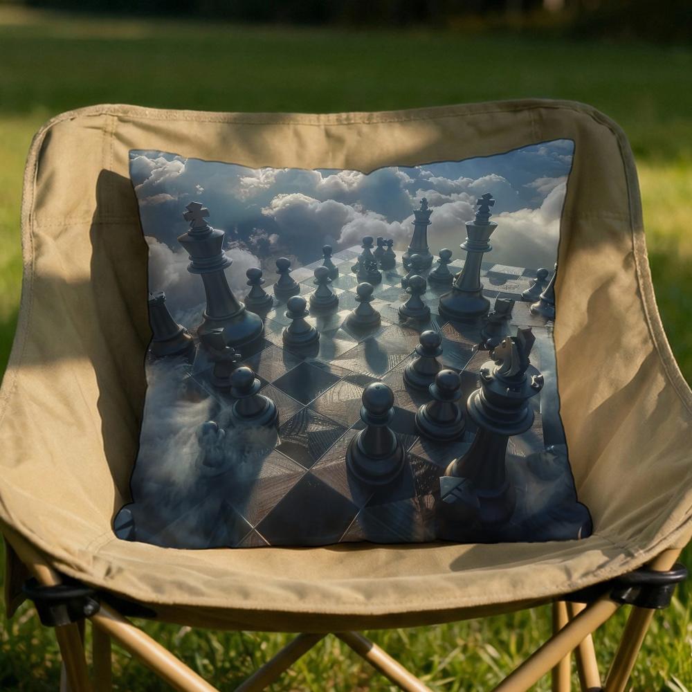 Classic Chess Cushion Cover Soft Reversible  Durable Pillow Cover  MultiScene Use for Home  Car Daily Comfort
