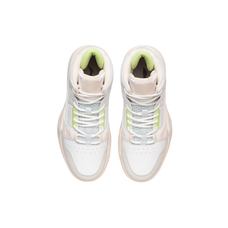 Li Ning Cushioning Slip Resistant Abrasion Resistant Breathable Lightweight Mid Top Vintage Basketball Shoes Women's AGBR084-1