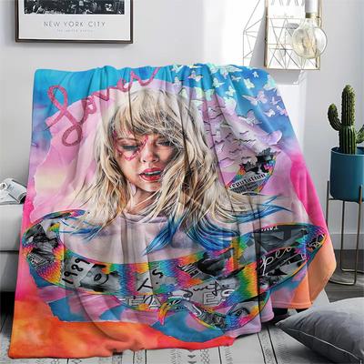 1Pc Swift Singer Print Flannel Blanket, High Quality Comfortable for All Seasons, Home Decor, Warmth and Comfort, Perfect for Gifts
