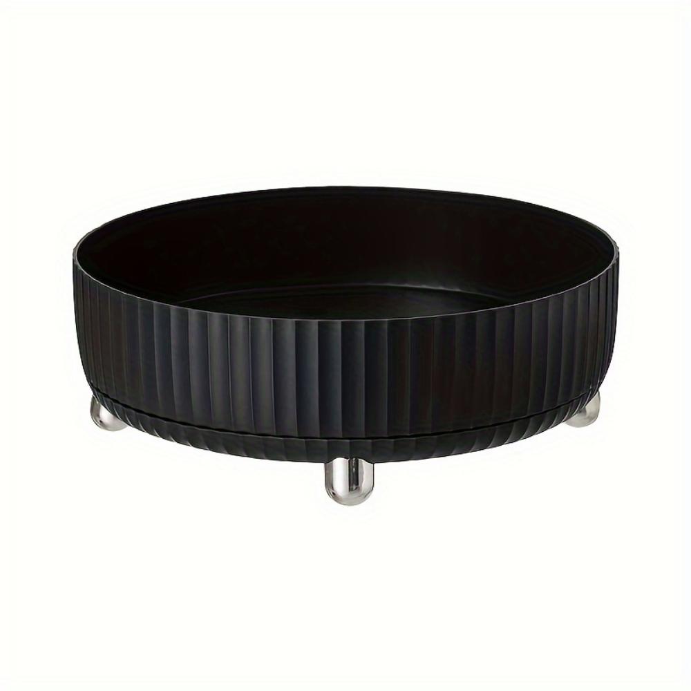 Große, um 360 Grad drehbare Aufbewahrungsbox für Kosmetika und Parfüm, modische Ablage für Kommoden, Goldverzierung, geripptes Randdesign