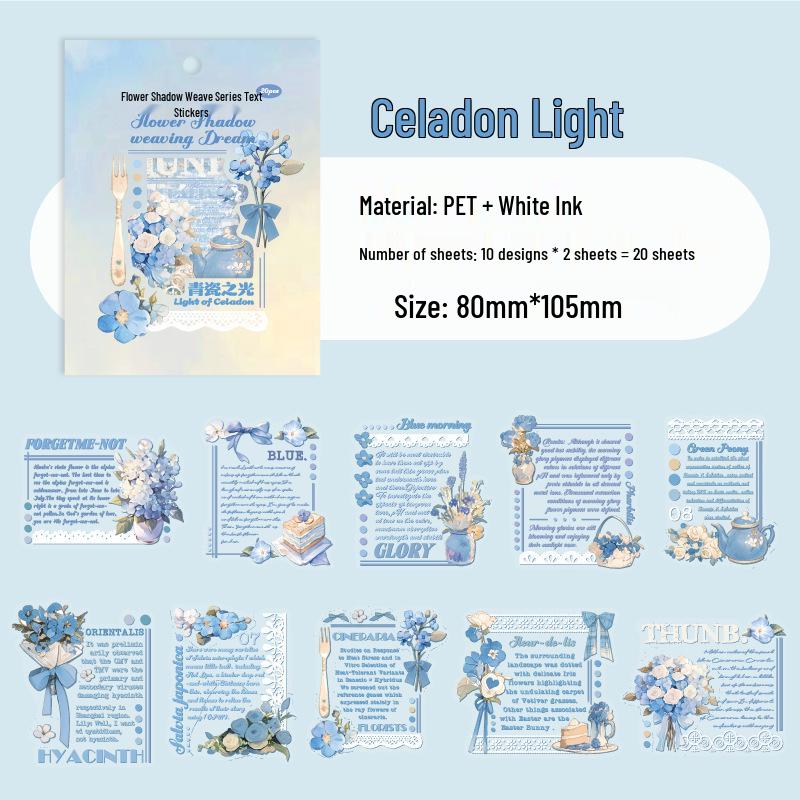 Dream Series Floral PET Stickers: 6 Styles, 20 Sheets - DIY Decorative Plant Design