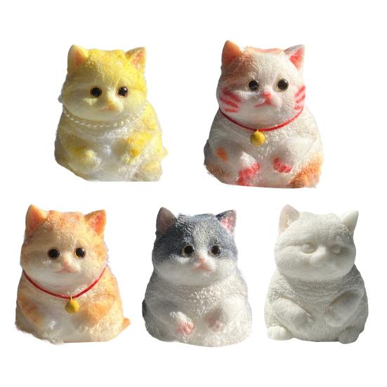 Simulation Cat Squeeze Toy Anxiety Stress Relief Kitten Pinch Sensory Toy Kids Adults Soft Silicone Stress Ball Animal Fidget Toy