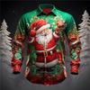 Camicia da Uomo a Maniche Lunghe 3D di Natale, Stampa Grafica alla Moda di Babbo Natale, Stile Streetwear Moderno, Top Casual Autunno Inverno 2025
