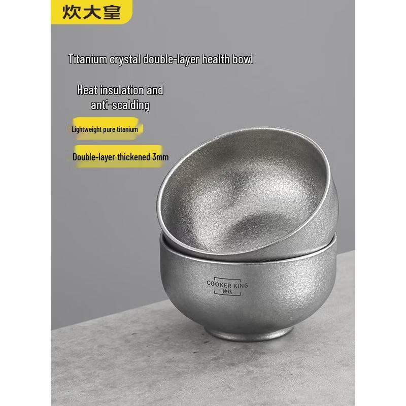COOKER KING Pure Titanium Bowl & Bamboo Utensil Set