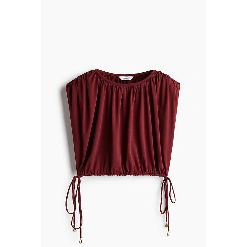 

HM Vest Camisole 2025 Summer New Arrival Women s Clothing Fashion Pleated Tops 1296003 Burgundy 155/80(XS)