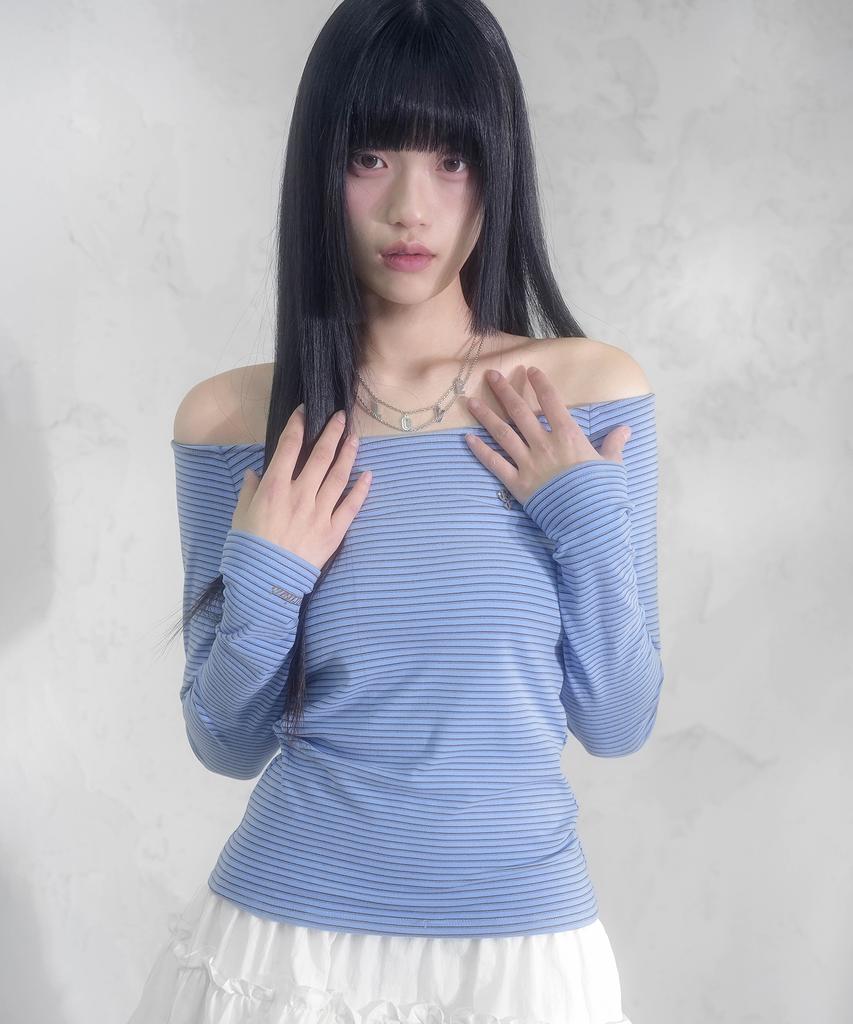 VIVACIOUS Se Stripe Boat-Neck Tee_5Colors