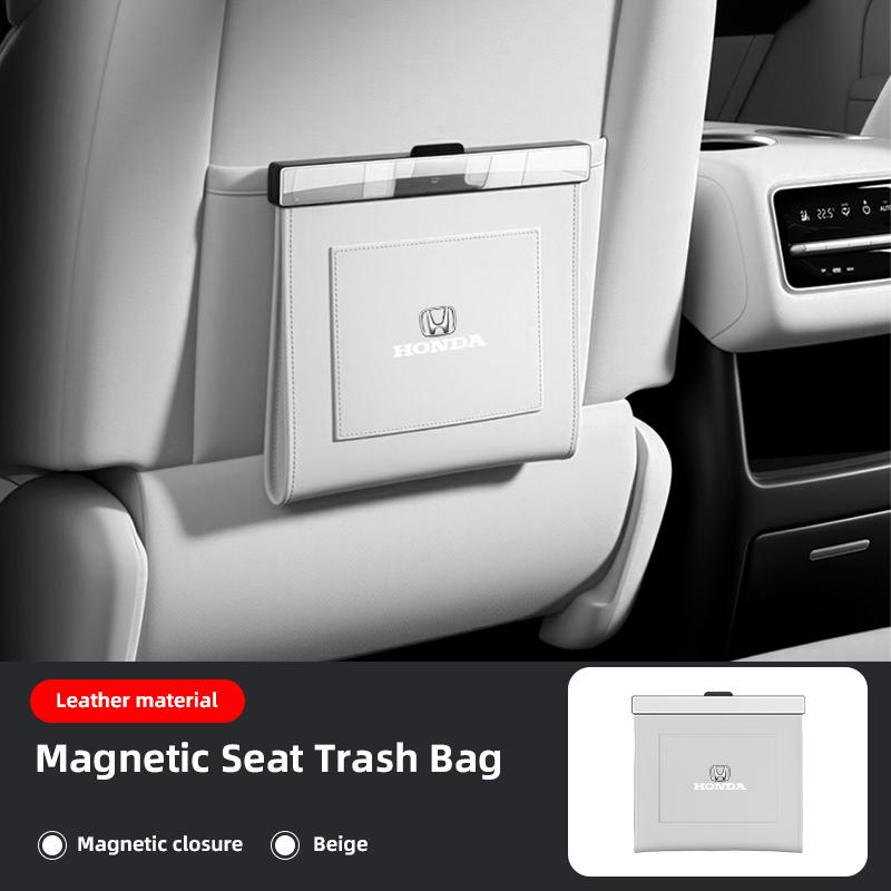 

Car Leather Garbage Bag Magnetic Adsorption Seat Back Hanging Storage Bag For Honda Civic FIT CRV Accord Jazz HRV Vezel CRZ CRX белый