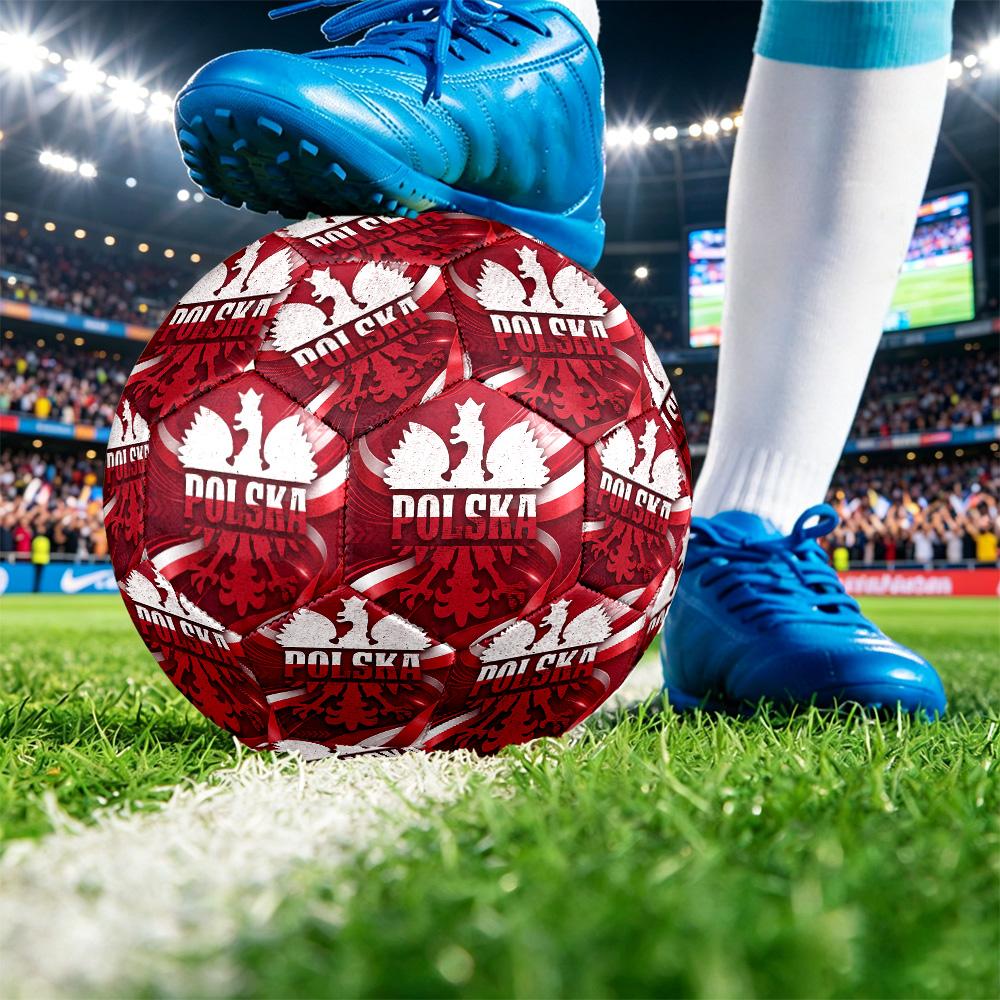 Poland Football Printed Size 5 Soccer Ball Wear Resistant Standard Adult Training Football Fan Gift for Indoor Outdoor Match Sports