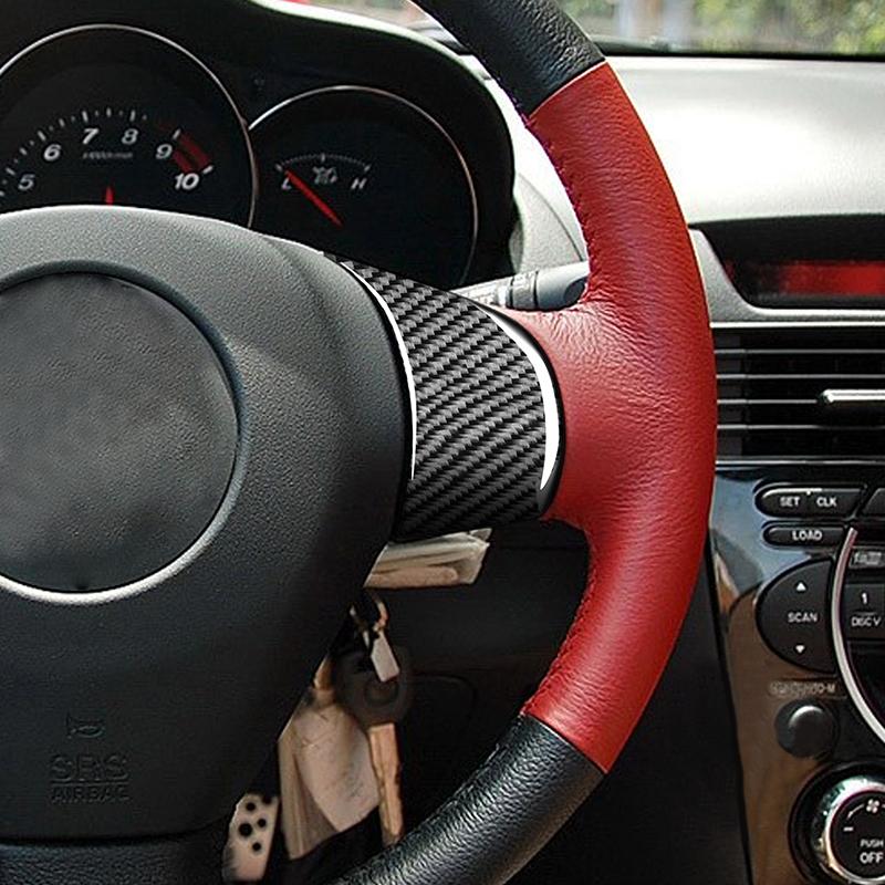 For Mazda RX-8 2004-2008 4 PCS Real Carbon Fiber Interior Steering Wheel Button Trim Car Interior