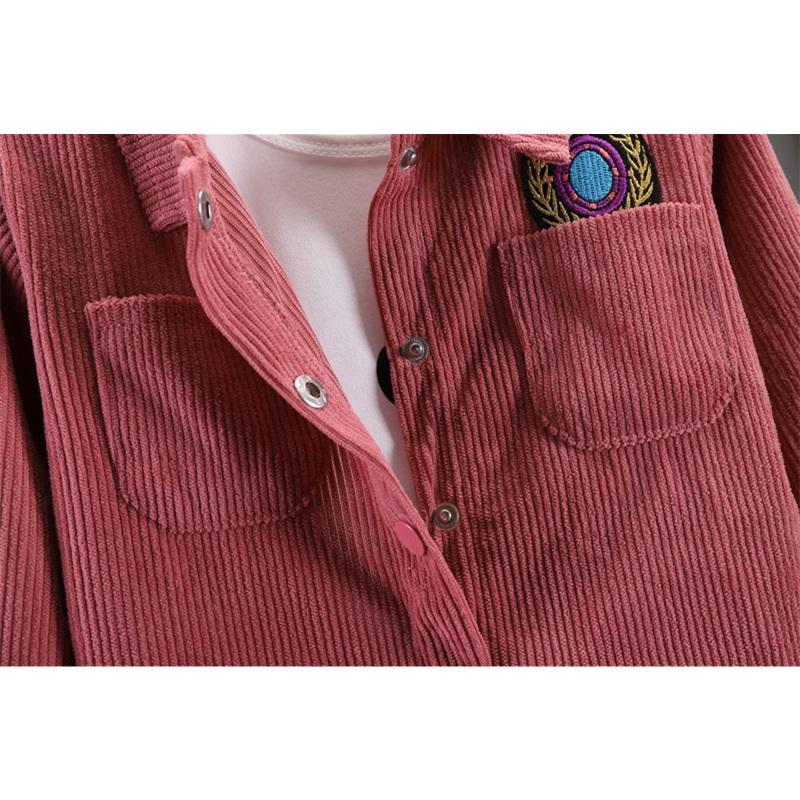 Kids Corduroy 3-Piece Clothing Set Boys Cartoon Print Tee Jacket Pants Casual Outfit For Toddlers