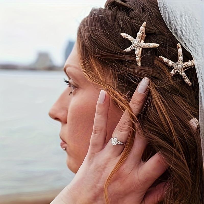 2pc Fashion Personalized Women Hair Clip Elegant Imitation Pearl Starfish Headwear Girls Wear Daily Party Jewelry Hair Accessory