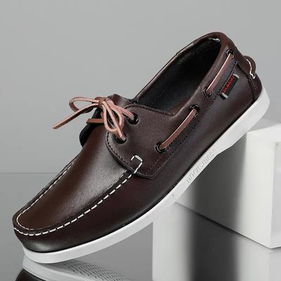 Man Shoe 2025 New Leather Fashion Shoes Classic Men Men Casual Shoes Lace Up Flat Designer Flats Luxury Men Boat Shoes