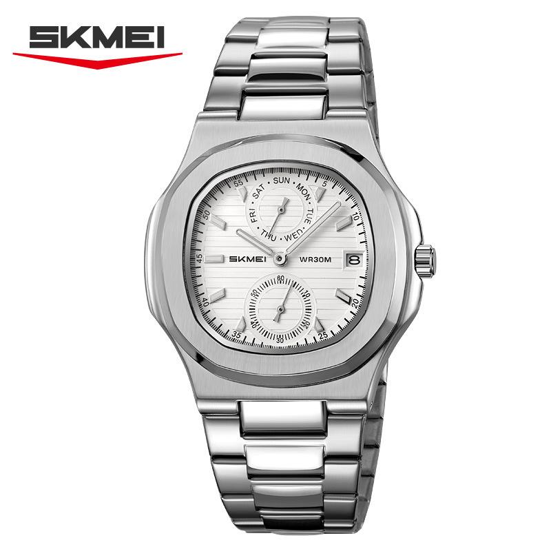Pánské kalendářové hodinky Vodotěsné pánské náramkové hodinky Nerezová ocel Pánské quartzové hodinky Ležérní hodiny Uhren Montre