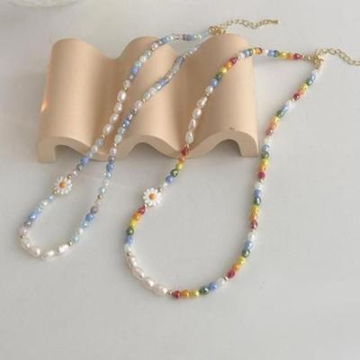 [Onoma] Onm Daisy Pearl Bead Choker Layered Necklace (37326290)