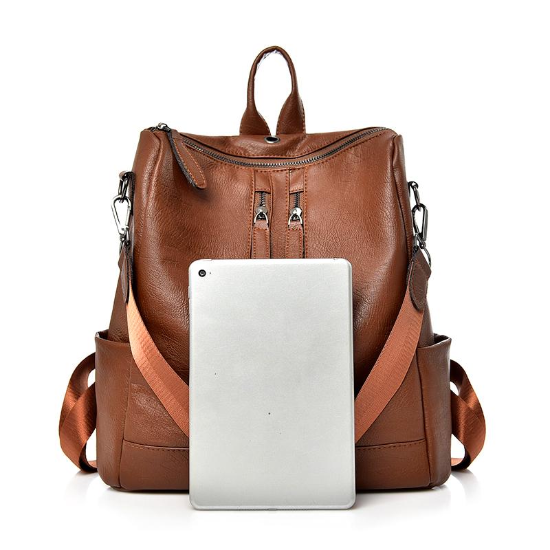 New Fashion Women’s Backpack Hot Brand Designer High Quality PU Leather Simple Leisure Time Backpack Large Capacity Shoulder Bag
