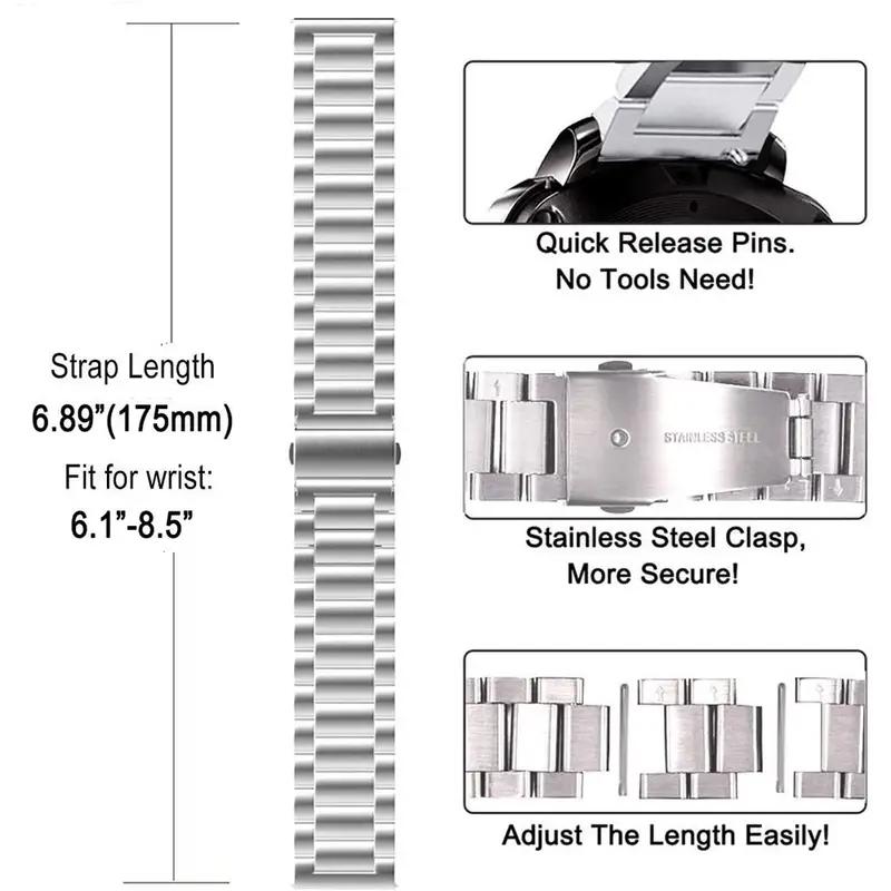 18mm 20mm 22mm Stainless Steel Quick Release Band Samsung Galaxy Watch Strap For Huawei,xiaomi,Honor Watchband Gear Active2 S2 Gear S3 GT2 42/46/47mm