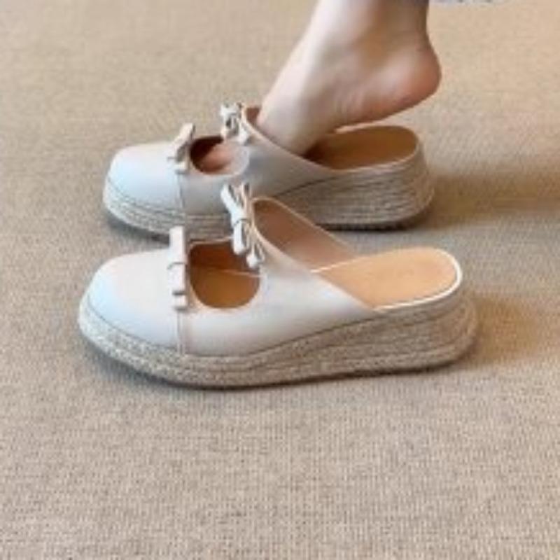 Fashion Fashion 2025 Closed Toe Women's Slippers New Outdoor Casual Shoes Butterfly-knot Hollow Out Best Seller Non-Slip Wedge Slippers