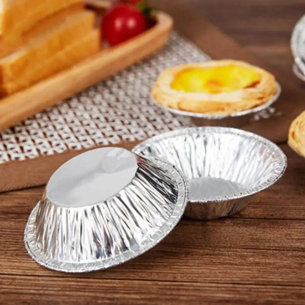 100Pcs Round Tart Pan Disposable Pie Tin Cake Mold Shell Egg Tart Mould  Baking Cup