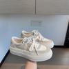 Platform Muffin Little White Shoes Women's 2025 Summer New Fashion Versatile Comfortable Sports Leisure Lightweight Lace-up Board Shoes