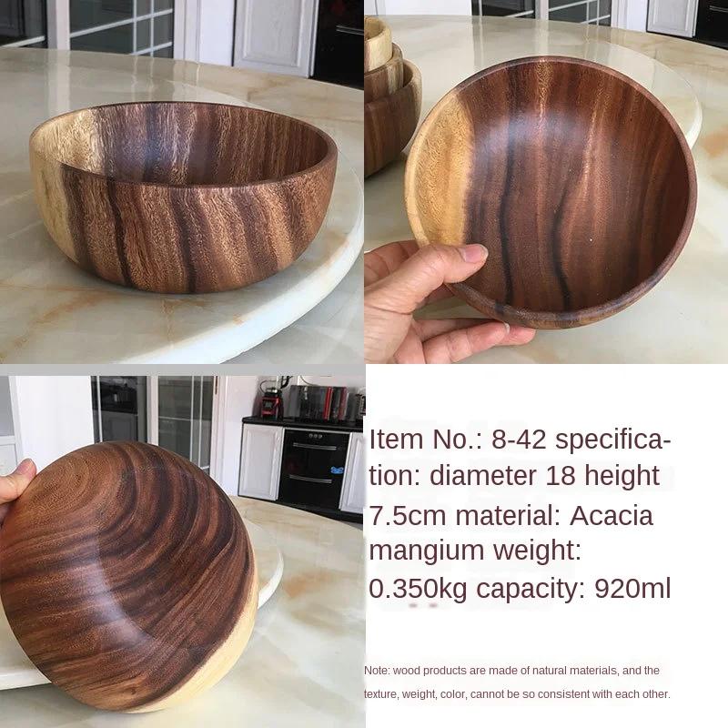 Salátová mísa z akáciového dřeva - Kruhový a kreativní design, Vyrobena z celého dřeva, Ideální pro servírování