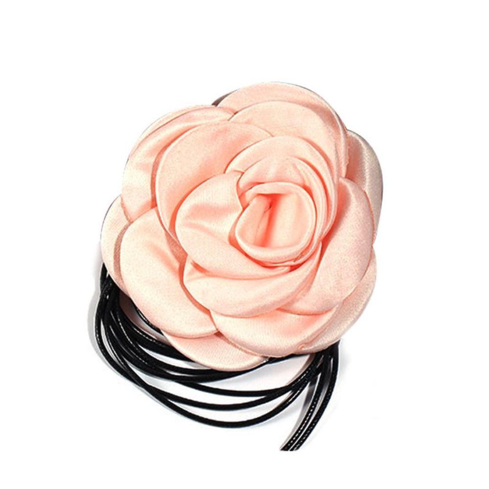 Big Rose Flower Clavicle Chain Necklace Elegant Rope Choker Gothic Clavicle Chain  Women