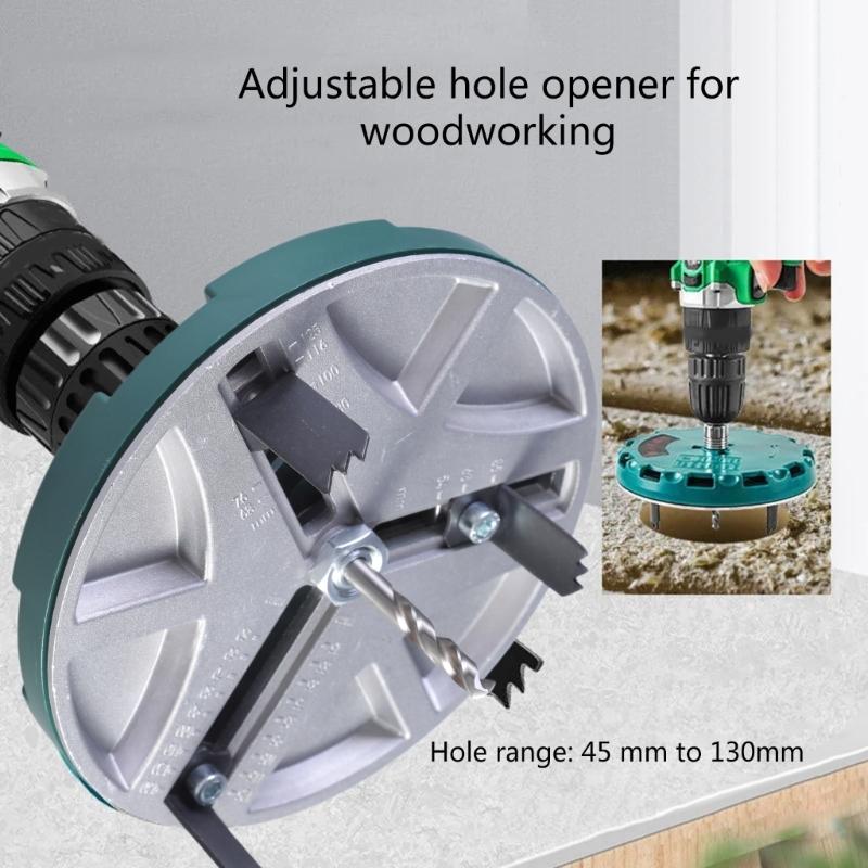 Multifunctional Adjustable Hole Saw Opener Saw Adjustable Metal Woodworking Tool Kit, 1.7"-5.1"Inch Diameter Tool