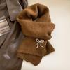 Solid Color Scarf Women's New Winter Warm and Trendy Blue Soft Waxy Knitted Scarf High Sense