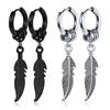 Fashion Stainless Steel Clip Earrings Feather High Quality Creative Simple For Men Women Classical Hip Hop Music
