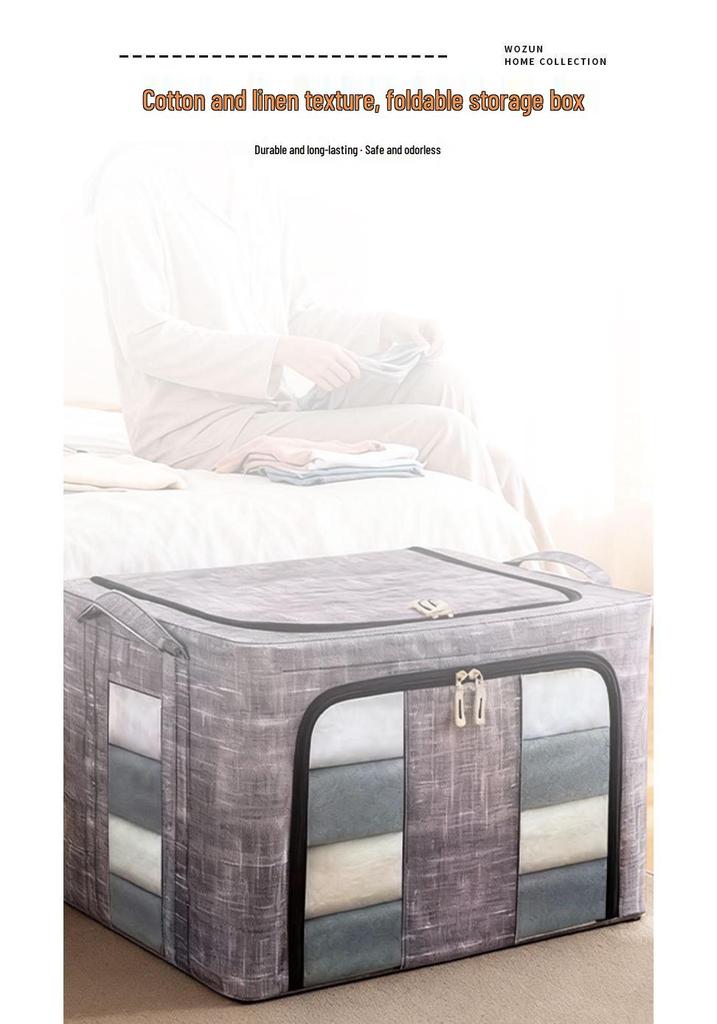 Gray Denim Non-Woven Folding Storage Box for Clothes Organization