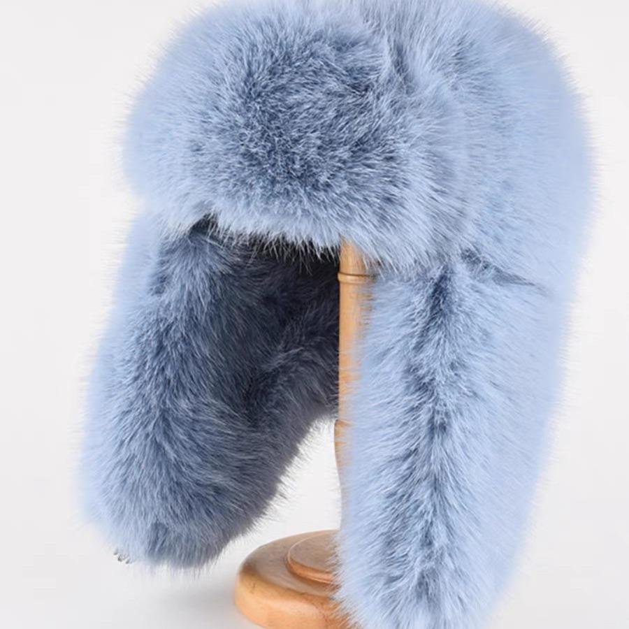 Plush Lei Feng Hat for Women In Winter Thickened Warm Ear Protection Hat Northeast Snow Town Imitation Mink Long Haired Locomotive Hat for Men