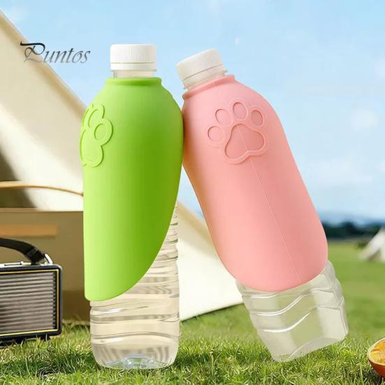 Dog Walking Water Feeder Bottle Adapter, Silicone Foldable Pet Drinking Cup, Portable Adapter Feeder, Leak-Proof Dispenser for Standard Bottles