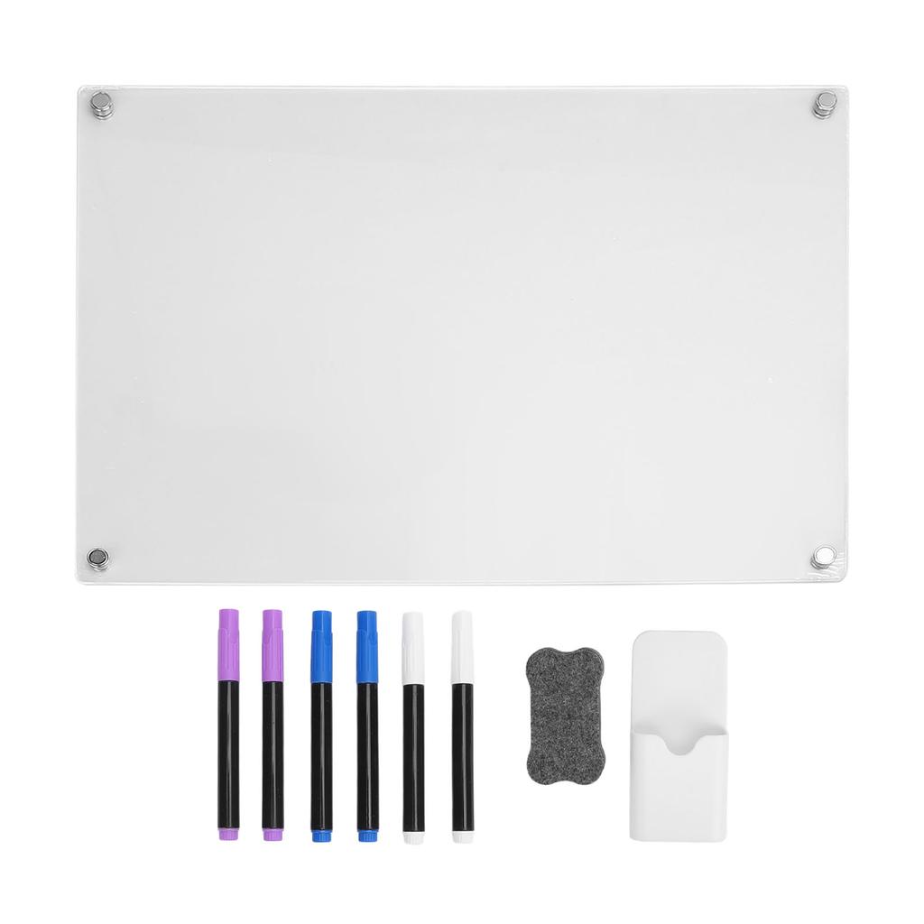 Acrylic Magnetic Dry Erase Board Calendar for Fridge Reusable Clear Planner with 6 Markers 15.7in X