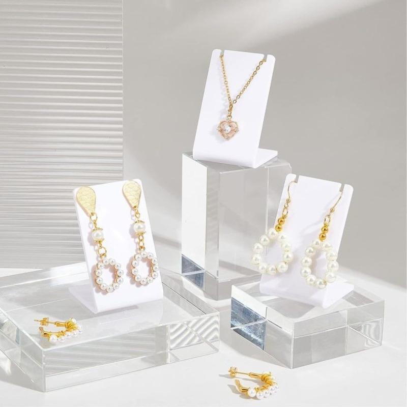 8.5x4.4x3.5cm Acrylic L-shaped Earring Display Stand Jewelry Storage Rack Necklace Pendant Prop Display Racks Jewelry Store Dedicated Display Board