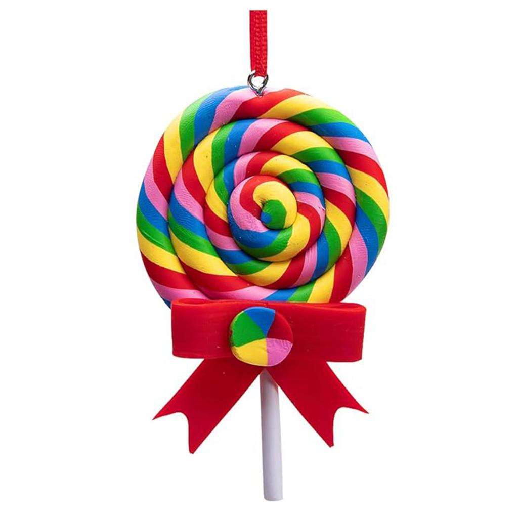 Christmas Lollipop Ornaments- Rainbow Lollipop Hanging Ornaments- Christmas Candies Polymer Clay Ornament for Xmas Tree