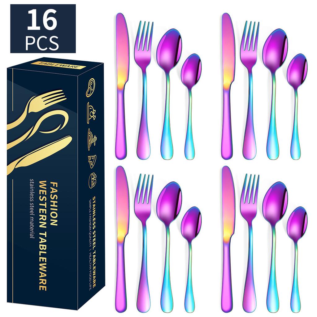 Popular 1010 Stainless Steel Tableware, Knife, Fork, Spoon Set, 24 Piece Set/16 Piece Set, Western Food Tableware Is Cheap