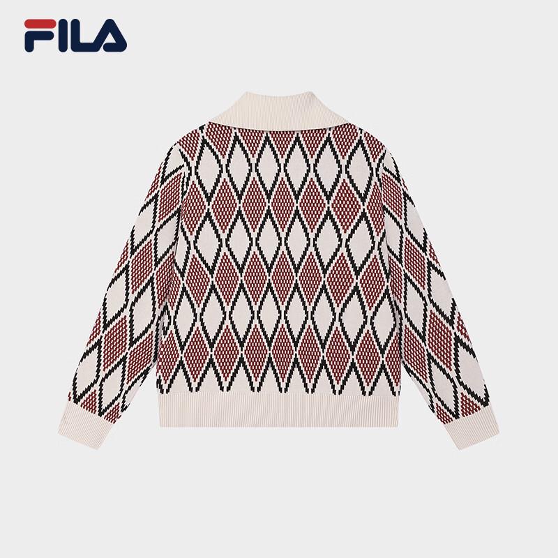 FILA Women's Geometric Jacquard Lapel Knit Cardigan